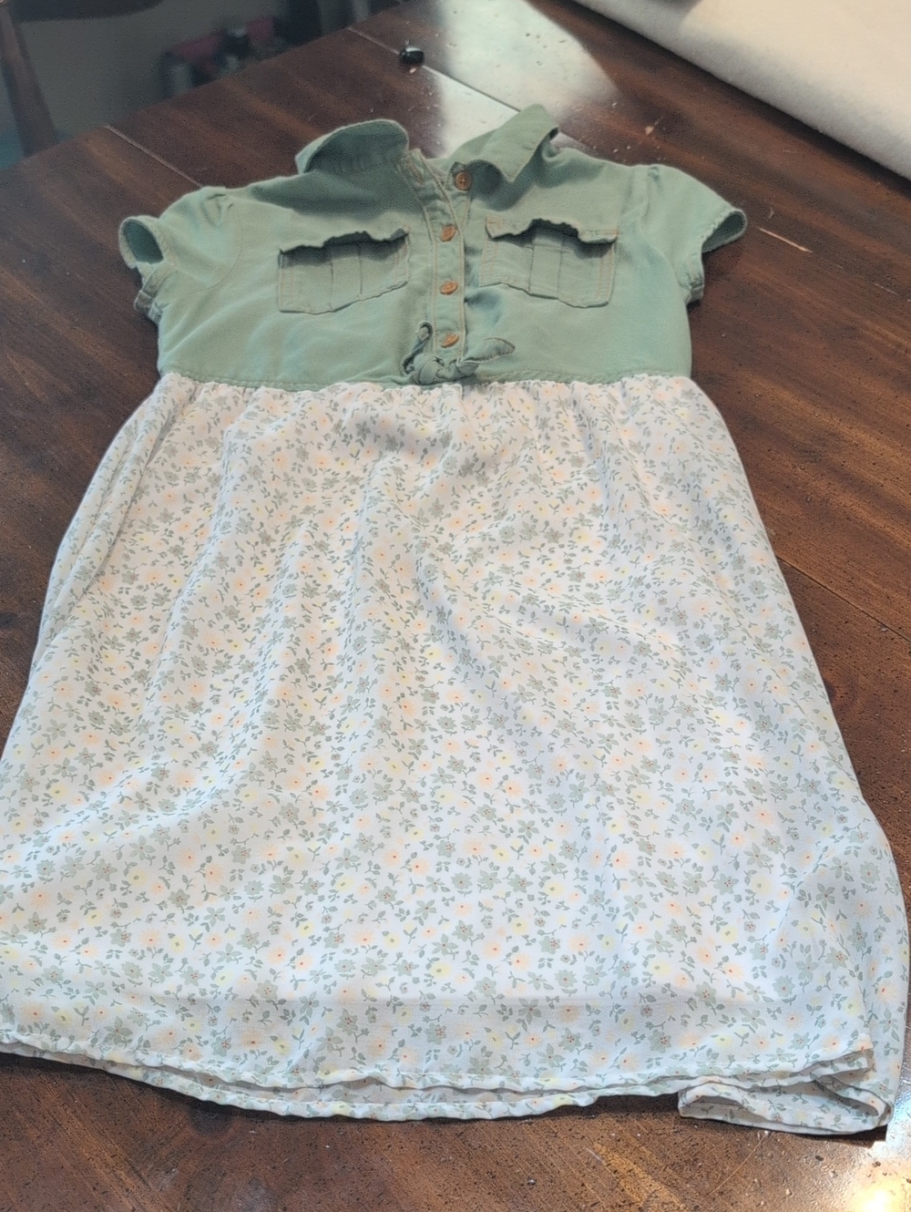 Girls' Mint Green Top & Floral Skirt Dress